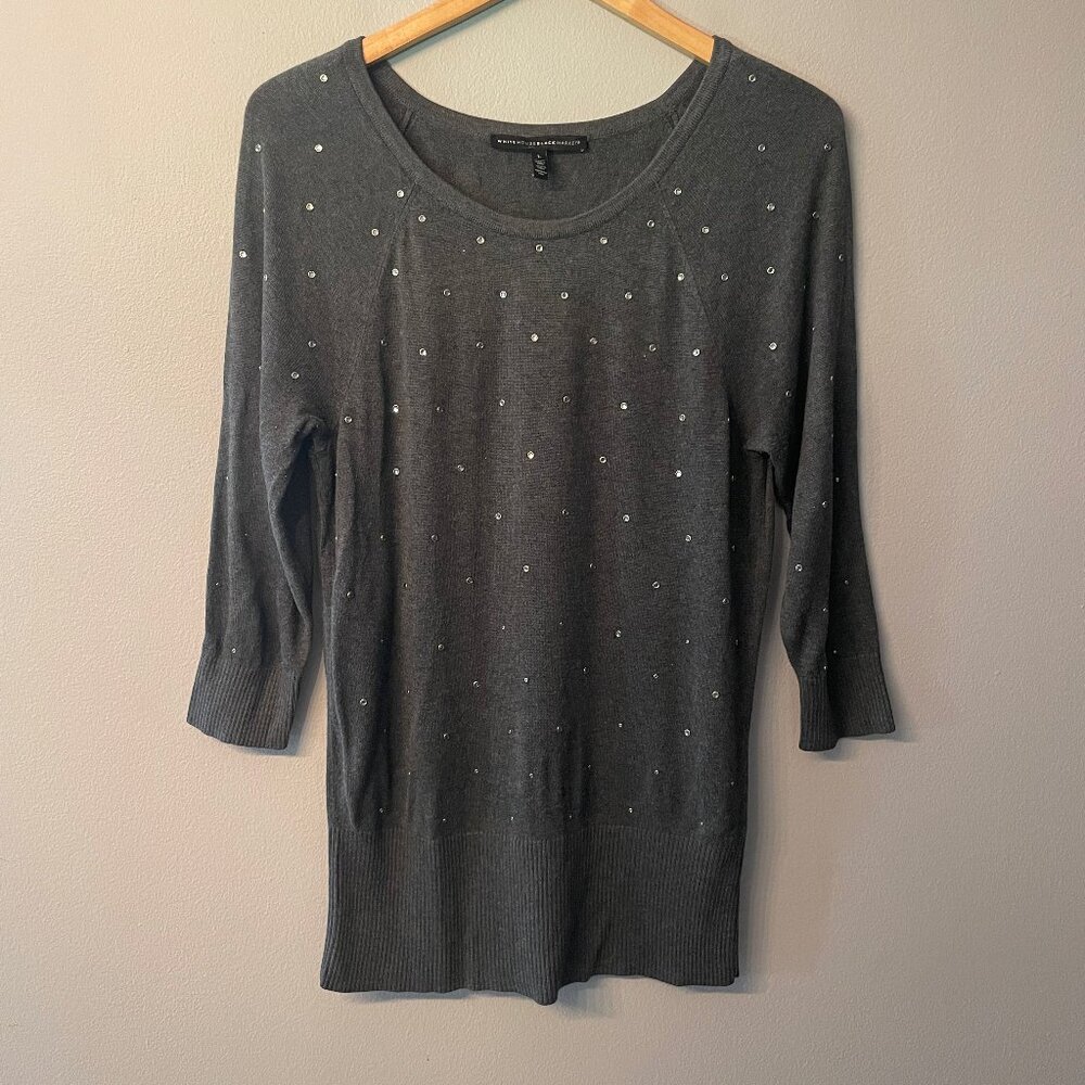 WHBM gray rhinestone sweater